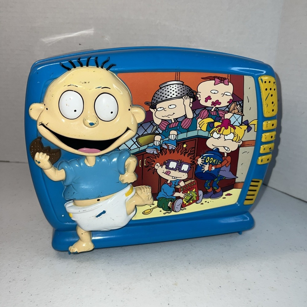 RUGRATS NICKELODEON Vintage BLUE/Green PLASTIC LUNCHBOX 1998
